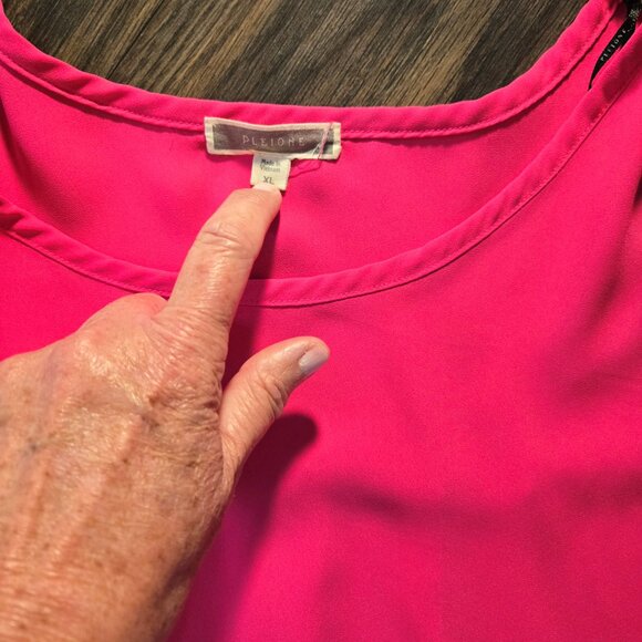 PLEIONE "Barbie Pink" Polyester Classic Tunic Blouse SIZE XL - Picture 3 of 5